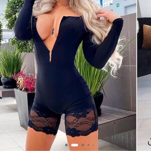 Fashion Nova Black Lace Detail Jumpsuit